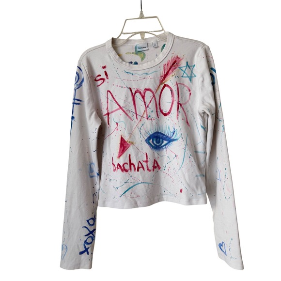 Sunday Best Tops - Sunday Best Aritzia Y2K chaotic chic Amor Bachata Graffiti Long Sleeve Top Sz M